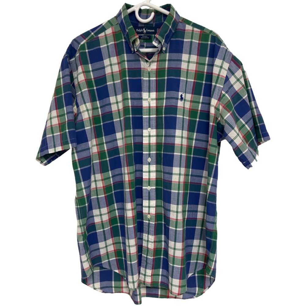 Ralph Lauren Blake Button Up Plaid Shirt Men’s Large Green & Blue
